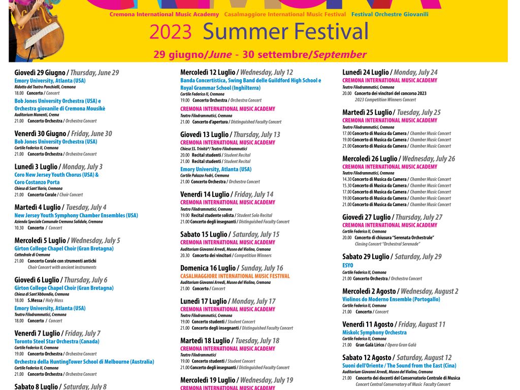 CREMONA SUMMER FESTIVAL 2023